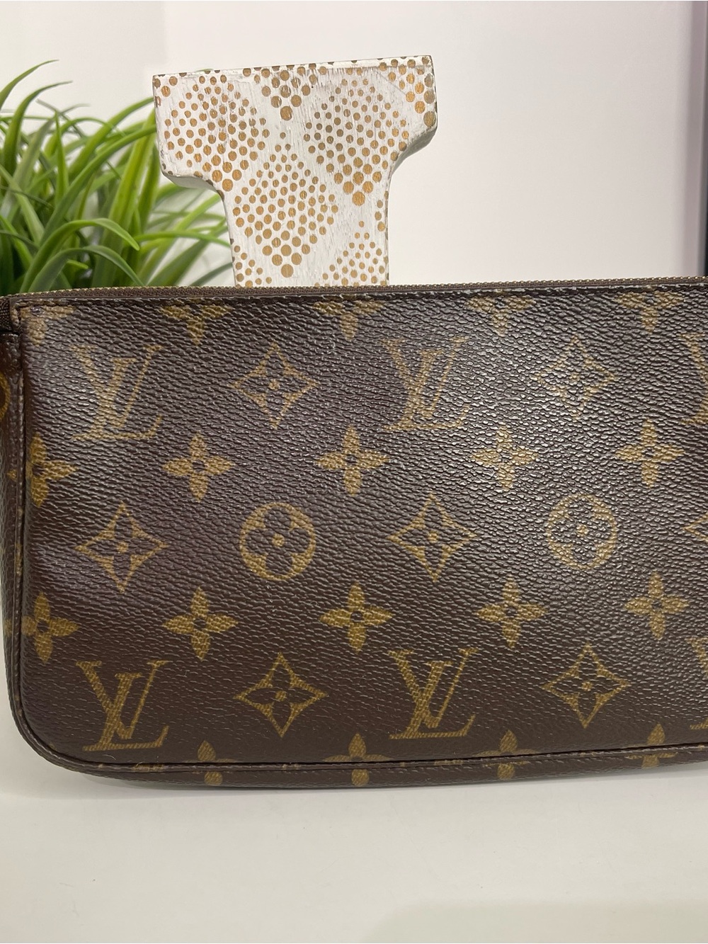 Louis Vuitton Monogram Canvas Pouch in Brown and Gold